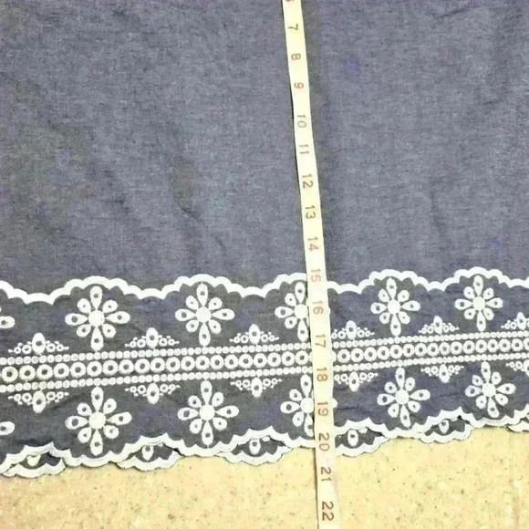 Talbots Women's Chambray Skirt Floral Embroidery Cotton Blue Size 16 #208 - Picture 5 of 9